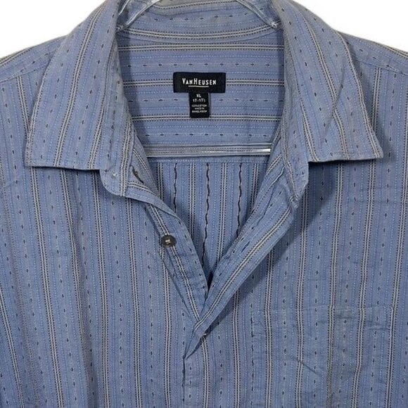 Men’s Y2K VanHeusen‎ Blue Cotton Button Down Shirt - Picture 2 of 4